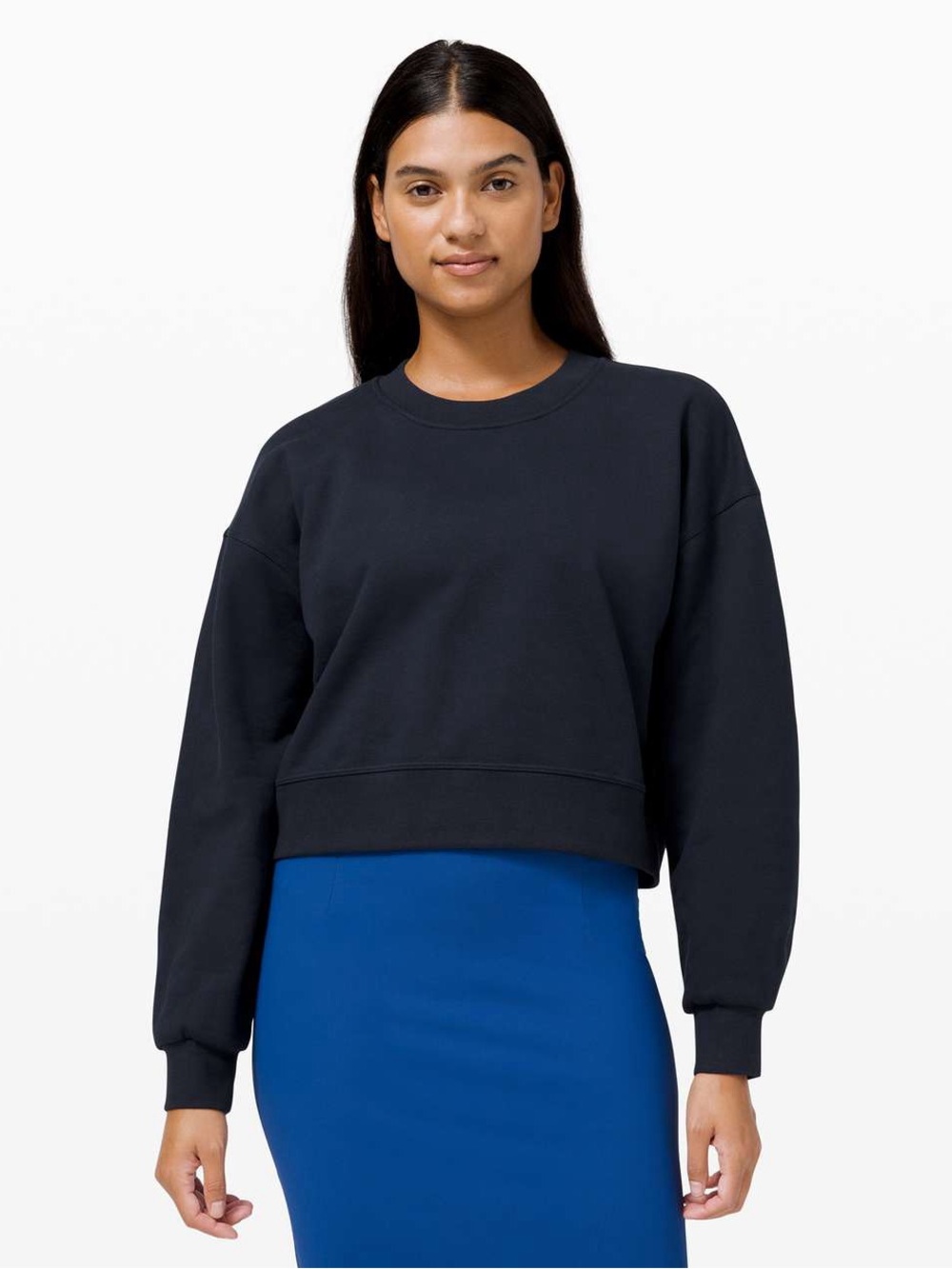 Lululemon Perfectly Oversized Crop Crew Sweatshirt size 12 in True Navy